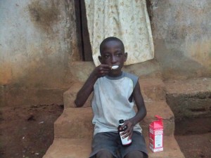 Siaka taking his daily dosage