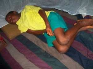 Facineh relaxing under his new net