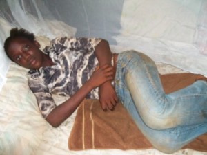 Mariama relaxing under her new net